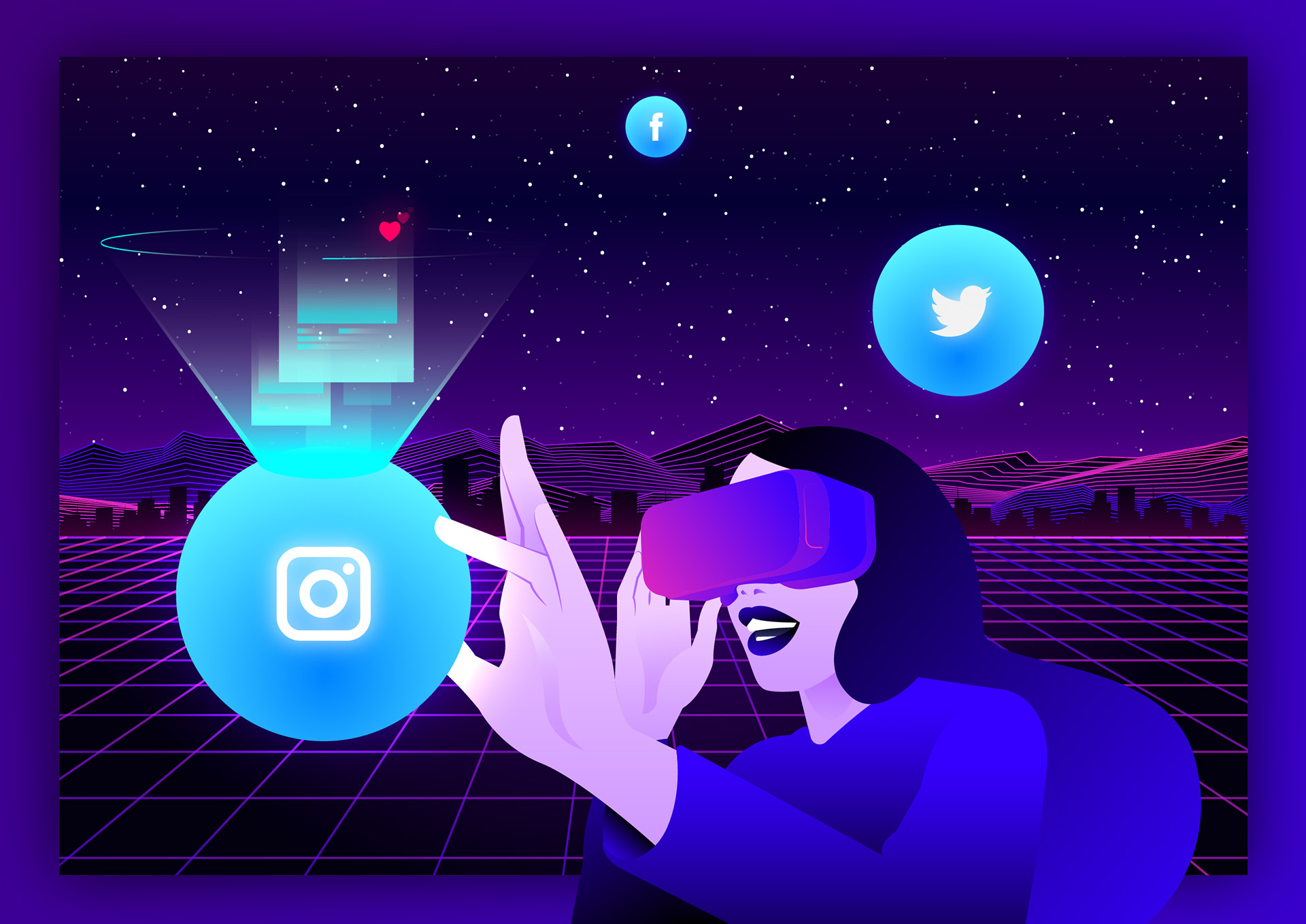 Social media virtual and augmented reality
